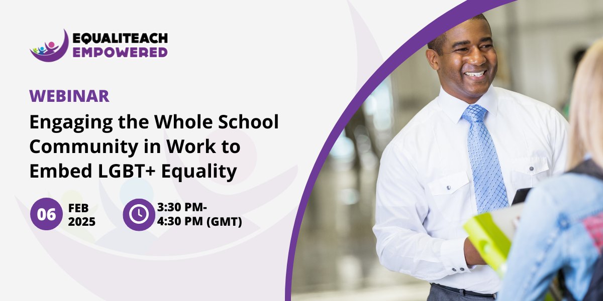 Embedding LGBT+ equality can feel challenging, especially when facing pushback from parents, pupils, staff &amp; governors. So, how do you get everyone on board?

Join our webinar this Thursday for advice &amp; tools to engage your whole school community.

🔗 empowered.equaliteach.co.uk/empowered-webi…
