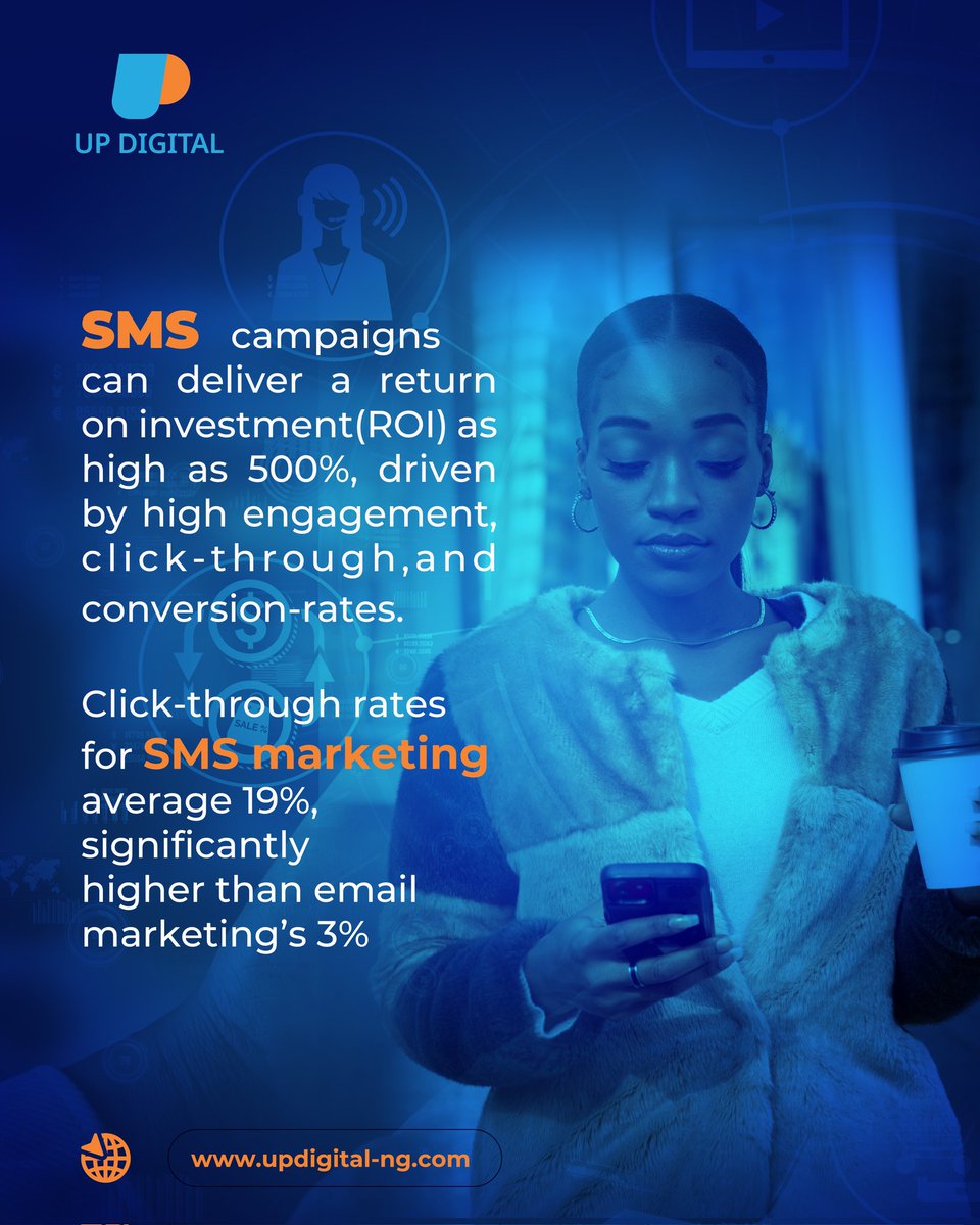 UpDigitalLtd's tweet photo. Unlocking Growth with SMS: 500% ROI, 19% CTR vs. email's 3%. Higher engagement, more conversions. 
 
Is your business missing out on this game-changer?  

Time to ditch email and embrace the power of text. It's time to text your way to success. https://t.co/M919v7hO13