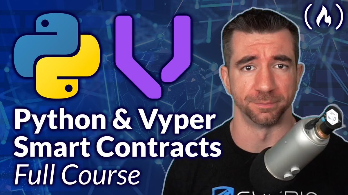 🎊🎉🎊🎉🎊🎉🎊🎉🎊
The 31-hour video of Vyper &amp; Python is now on FreeCodeCamp!
🎊🎉🎊🎉🎊🎉🎊🎉🎊

Happy year of the snake! 🐍

Anyone (beginners to advanced) who wants to get into:
- Python
- Vyper (Blockchain and smart contracts)
- Algorithmic trading

Here is what we cover👇