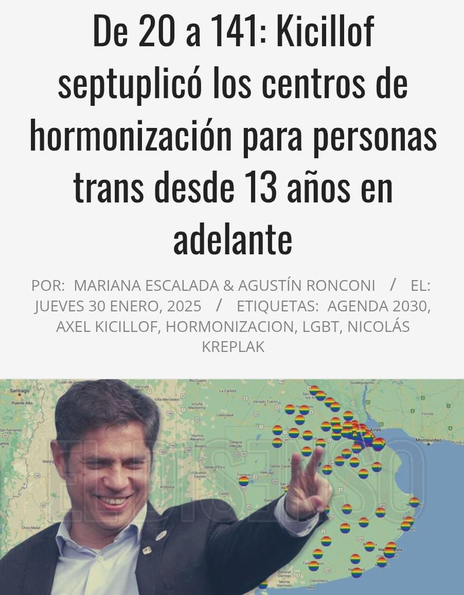 En sus versiones más extremas, la ideología de género constituye lisa y llanamente el delito de abuso infantil. 

Los tratamientos de cambio de género en menores de edad están MAL.