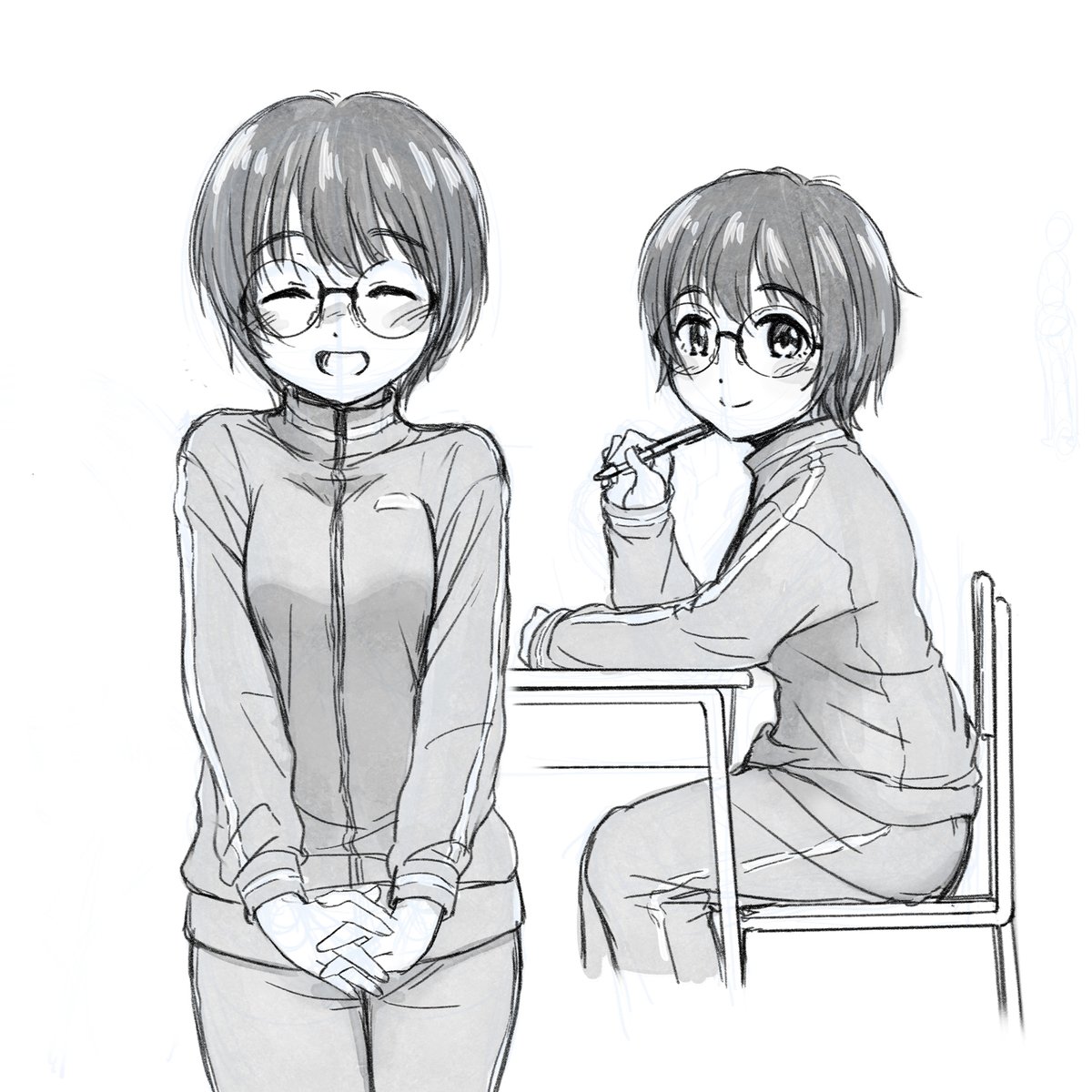 #刺さる人に届け一次創作祭り
ショートカット + 眼鏡っ娘 + ジャージ が好き 