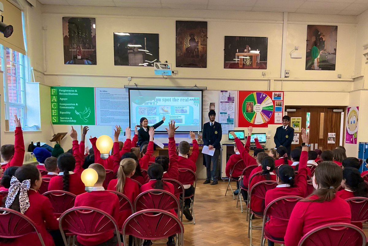 QMGS_CYM's tweet image. CYM Mental Health Team were at @StGilesPrimary school this afternoon, presenting our popular workshop on Digital Detox! The session was presented to the lovely Year 6’s and lead by Agamjot, Arjan & Rachel. Pupils learnt the negative and positive impact of online activity 📱 💻