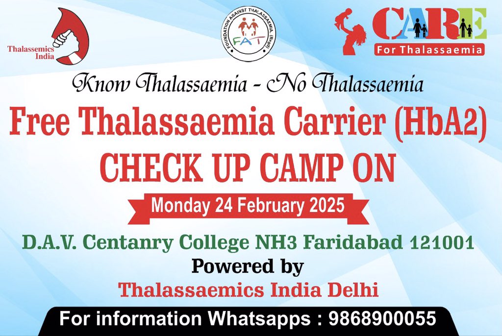 Ravinder Dudeja ⭐️Foundation Against Thalassaemia (@ngoindian) on Twitter photo We jointly can eradicate dreaded Thalaasemia <a href="/thalindia/">Thalassemics India</a> <a href="/thalassaemiaTIF/">TIF</a> <a href="/NayabSainiBJP/">Nayab Saini</a> <a href="/cmohry/">CMO Haryana</a> <a href="/ArtiSinghRao/">Arti Singh Rao</a> We jointly can eradicate dreaded Thalaasemia <a href="/thalindia/">Thalassemics India</a> <a href="/thalassaemiaTIF/">TIF</a> <a href="/NayabSainiBJP/">Nayab Saini</a> <a href="/cmohry/">CMO Haryana</a> <a href="/ArtiSinghRao/">Arti Singh Rao</a>