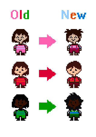 BuckleWynona's tweet photo. I decided to resprite the humans from Undertale Together, so that they're no longer "Frisk Reskins" #undertale #undertaletogether #undertaleFanart https://t.co/PP5Eije0JO