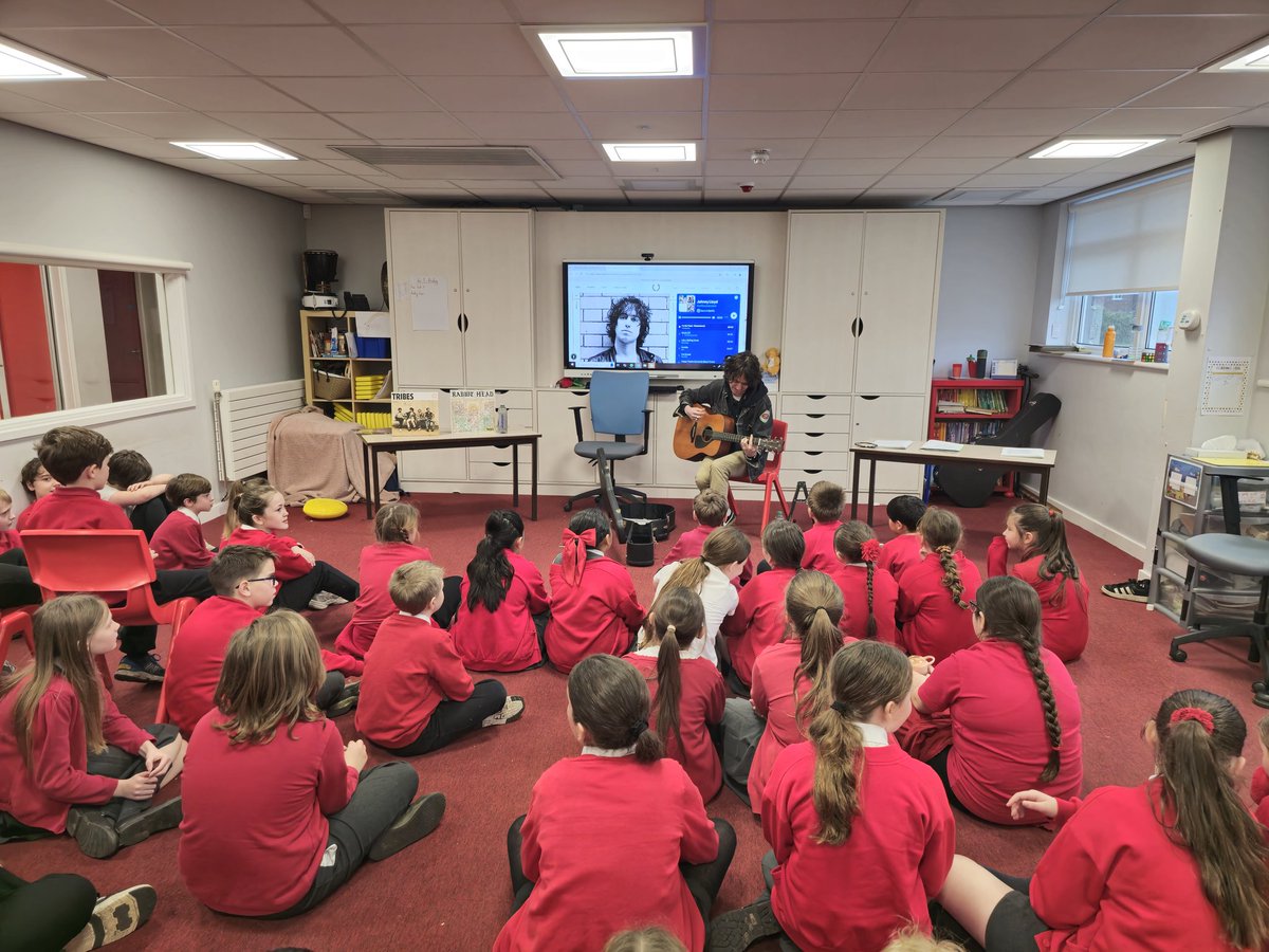AshKnotty's tweet photo. Y5 and 6 have been so lucky and were visited by #JohnnyLloyd on part of his Punchline tour! We have loved his music this year and really enjoyed the new album! We are so grateful to Johnny for stopping in before his performance at the @thejacclub ! @tribesband #MusicalHero https://t.co/XrsfW47Nrd