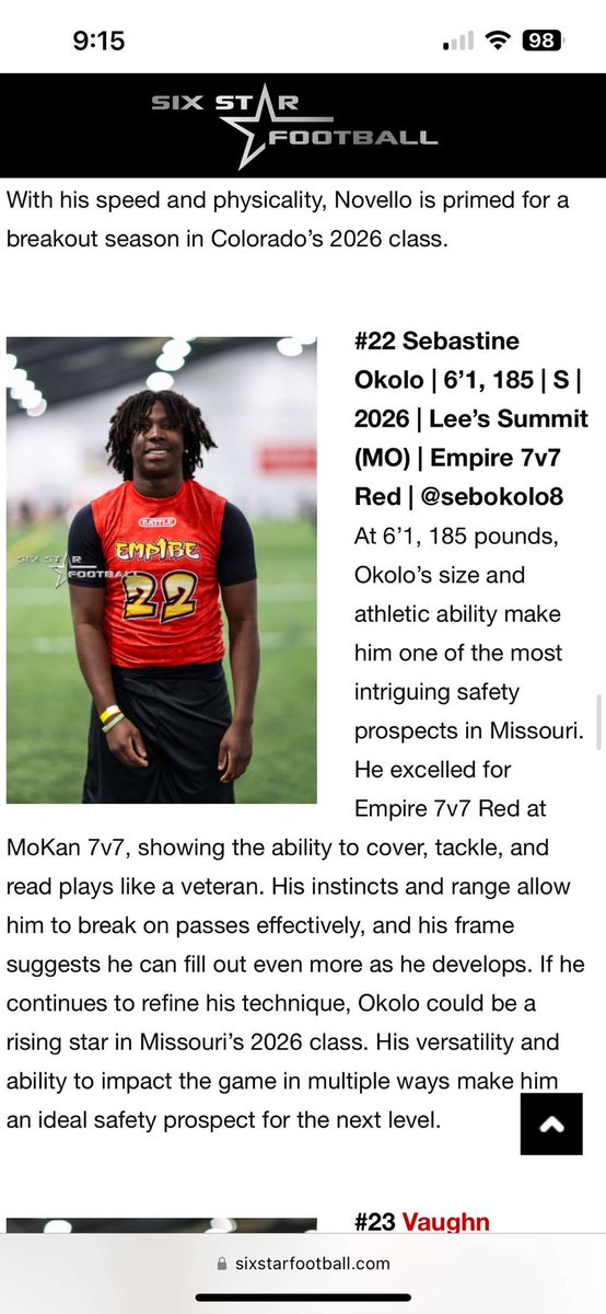 sebokolo8's tweet image. thank you at @sixstarfootball for the write up!!!
@CoachMalone816 @montrae0902 @CoachOliver76 @recruitLSFB @theCoach_Palmer @dominic_gicinto @EMP1RE7v7