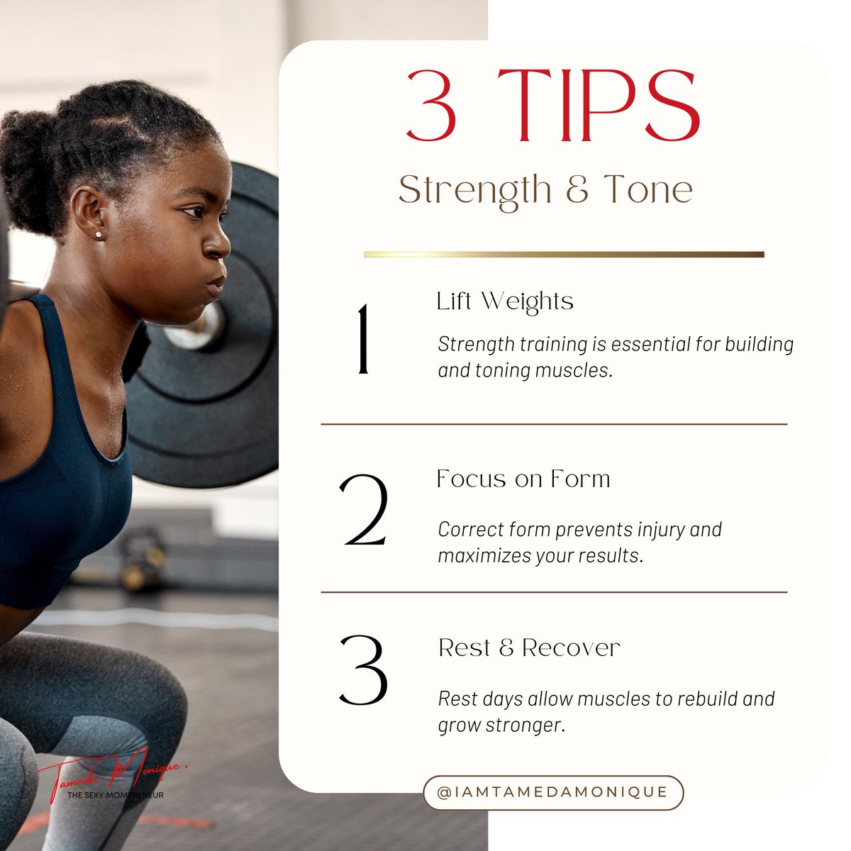 tameda_monique's tweet image. Strength training is the secret sauce for a toned body! Let’s focus on form and results. Let's get started together! 💪🏾

#StrengthTone #MuscleBuild #SexyResults #TamedaMonique