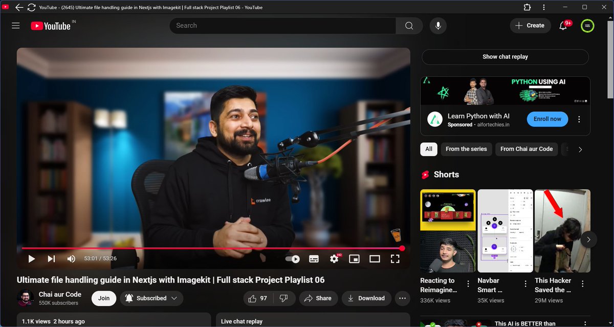 vivek_parde's tweet image. Day 55 of #100DaysOfCode!
✅ Completed the 'Ultimate file handling guide in Nextjs with Imagekit | Full stack Project Playlist 06' video from the 'Chai aur Code' !
#NextJS #FullStackDevelopment #ChaiAurCode #mernstack
