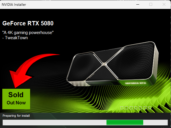 PathfinderCast's tweet image. Updating my Nvidia drivers and saw this.  The Nvidia GeForce RTX 5080s are sold out.

#RTX5090 #RTX5080