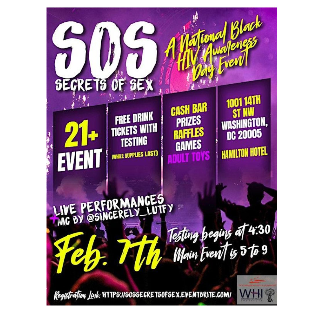 🌈HBI Pro will see you here! Come early for testing &amp; stay for the FUN!!!🤩🎉

SOS A National Black HIV Awareness Day Event 

Friday February 7, 2025 
⏲️Testing begins 4:30pm &amp; Main Event 5-9pm 

Hamilton Hotel 
1001 14th St NW
 Washington DC 20005

#HBIpro #LGBTQHealth
