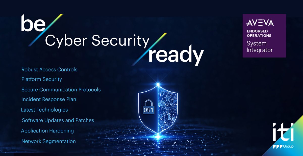 ITI_transforms's tweet image. Is your @AVEVAGroup PISystem #CyberSecurity Ready?

With cyber threats on the increase, it&apos;s vital to implement strong cyber security measures to #protect your #data and ensure your systems run smoothly.

Read our essential strategies and best practices:  
itigroup.com/cyber-security…