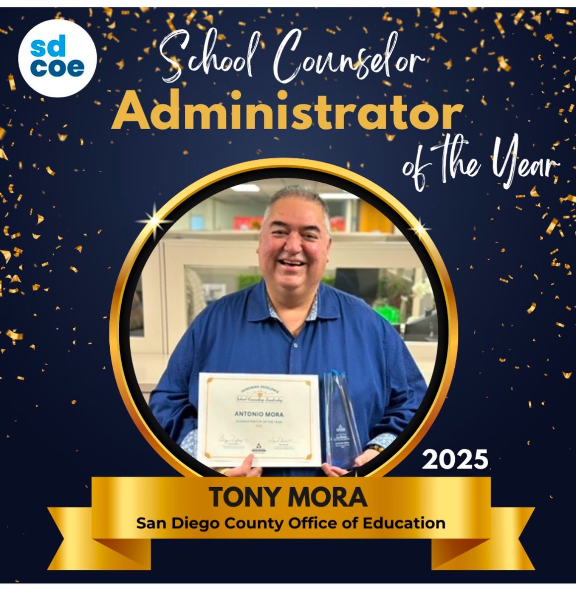 Congratulations to our very own board member, Tony Mora, on winning the SDCOE Administrator of the Year Award 👏🏽. Well deserved! <a href="/TonyMora_MrELL/">Tony Mora</a>