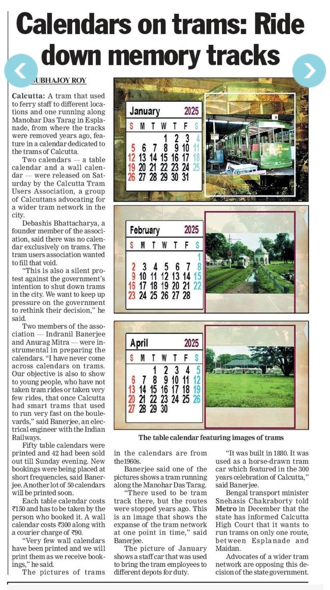 indroneel3012's tweet photo. #BGBS2025 A tram calender has been made by @_CTUA_ focussing some old photos of #tramsofkolkata, if anybody is interested to buy it kindly contact me @Snehasi26744402 @SnehasisAITC @MamataOfficial @abhishekaitc @madanmitraoff @FirhadHakim @AusCGKolkata @abpanandatv @sajjanjindal https://t.co/MTaJTgOEQz