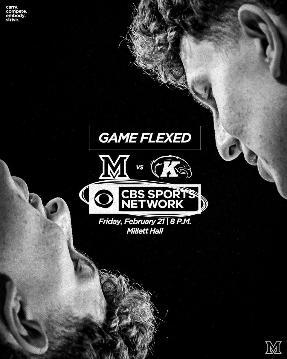The Miami University men's basketball home game versus Kent State later this month has been selected for a national telecast on CBS Sports Network. 

The RedHawks and Golden Flashes will now tip off on Friday, Feb. 21 at 8 p.m. inside Millett Hall!

📕: bit.ly/4127AA3