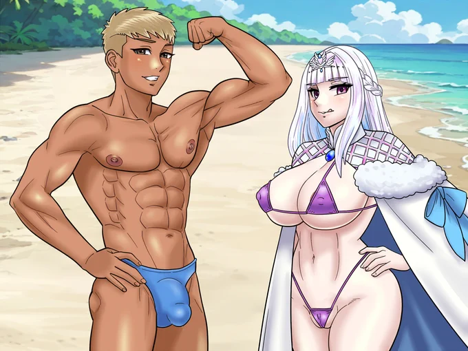 Skeb納品しました。皇女様を描きました。相方の男性は陸内容に沿ったオリジナルです。 