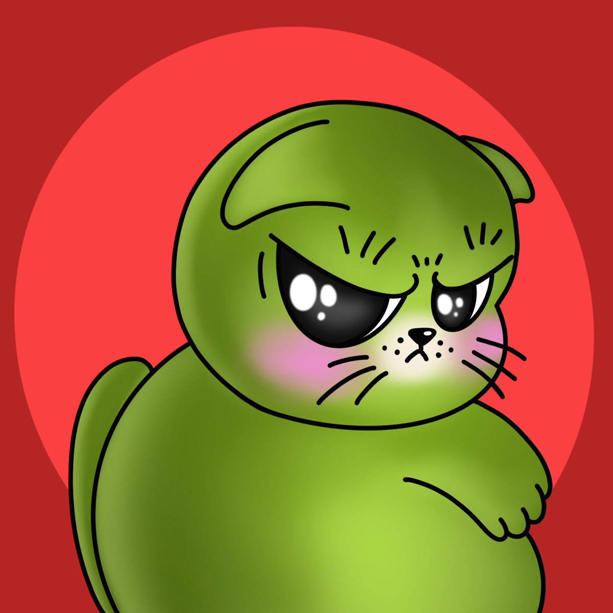 Ribbit! Let’s meet the green froggy Angy Cat <a href="/Angy_Cats/">Angy Cats ✳️</a> honorary for <a href="/crypto__kermit/">Kermit</a>!😼🙌💚Kekmeow!🐸🖼️