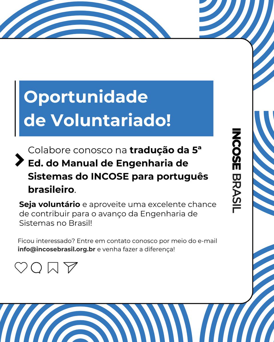 incosebrasil's tweet photo. 🚀 Junte-se à nossa equipe de voluntários!

🌟 Todos os voluntários que contribuírem receberão uma menção na versão final do manual, garantindo reconhecimento pelo seu trabalho.

📧 Interessados, enviem um e-mail para info@incosebrasil.org.br ou entrem em contato via Direct. https://t.co/zmZXjjX8FO
