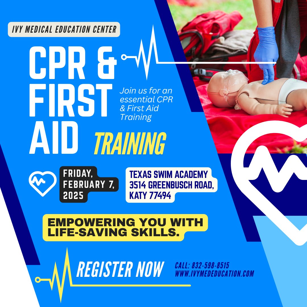 🩺 Learn Lifesaving Skills at Our Community CPR Class! ❤️

Be prepared when it matters most! Join Texas Swim Academy for a Community CPR Class and gain the confidence to act in an emergency.

📅 Friday, February 7, 2025
⏰ 10:00 AM - 2:00 PM
📍 Texas Swim Academy

💥 Specia ...