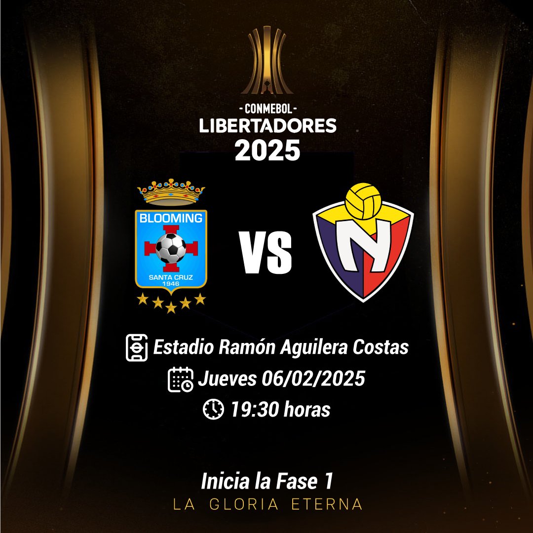 LedGameOficial's tweet photo. ⚽️Inicia el camino de la #GloriaEterna🏆, @elnacionalec visita a @clubblooming este día jueves 06/02/2025 en el #PartidoDeIda en la #fase1 de la @libertadores ️ 2️⃣0️⃣2️⃣5️⃣ #PurosCriollos #libertadores2025 https://t.co/OxxC5N7ocq