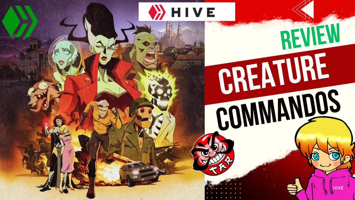 #posh #hive #review #spanish #animation
<a href="/theanimerealm/">Anime Realm</a> #CreatureCommandos  #comandodecriaturas

Es escuadrón suicida con otros personajes, básicamente son nuevos capítulos sin Harley Quinn.

peakd.com/hive-158489/@j…