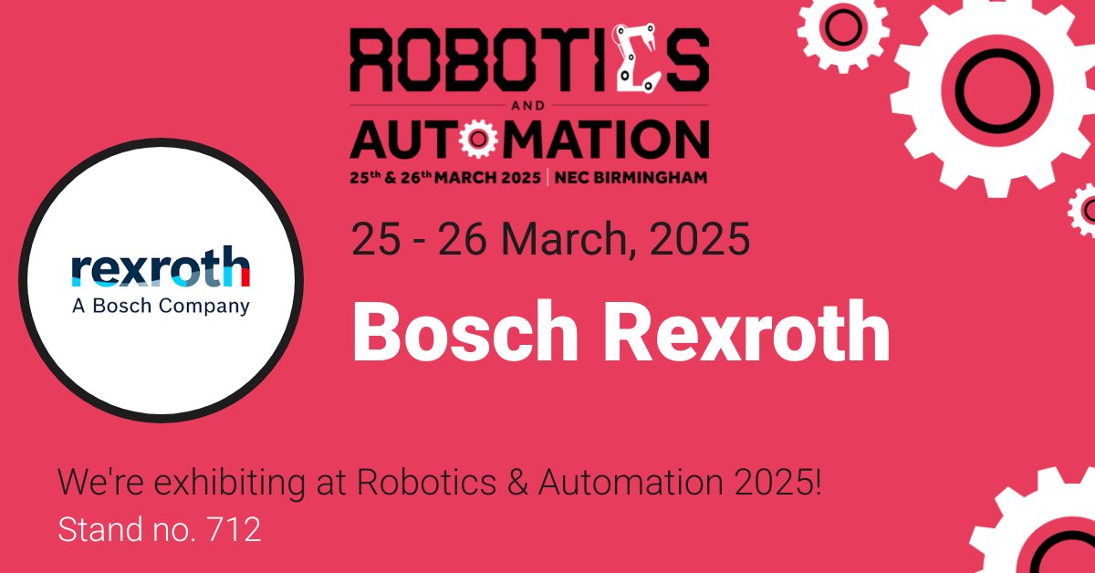 BoschRexrothUK's tweet image. Join us at Robotics &amp;amp; Automation 2025! 
We’ll be on Stand 712 showcasing the future of factory automation with Kassow Robots, Manual Production Systems, ctrlX AUTOMATION, and our Smart Function Kit for Pressing.

Register: bit.ly/4jNYFJV

#RoboticsAndAutomation