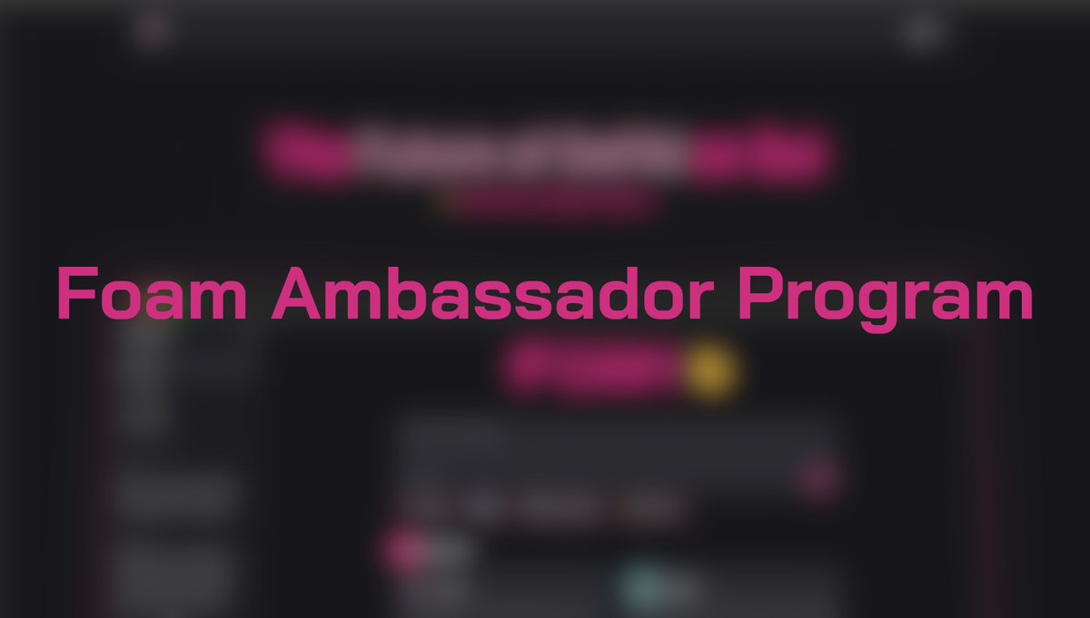 🔥 Big things ahead for Foam! As we gear up for the Sui Hackathon &amp; our token launch, we want to bring more users into the journey.

🚀 Introducing the Foam Ambassador Program – your chance to be part of something game-changing.

How to apply:
✅ Follow @Foamsh
🔁 Retweet this
📝