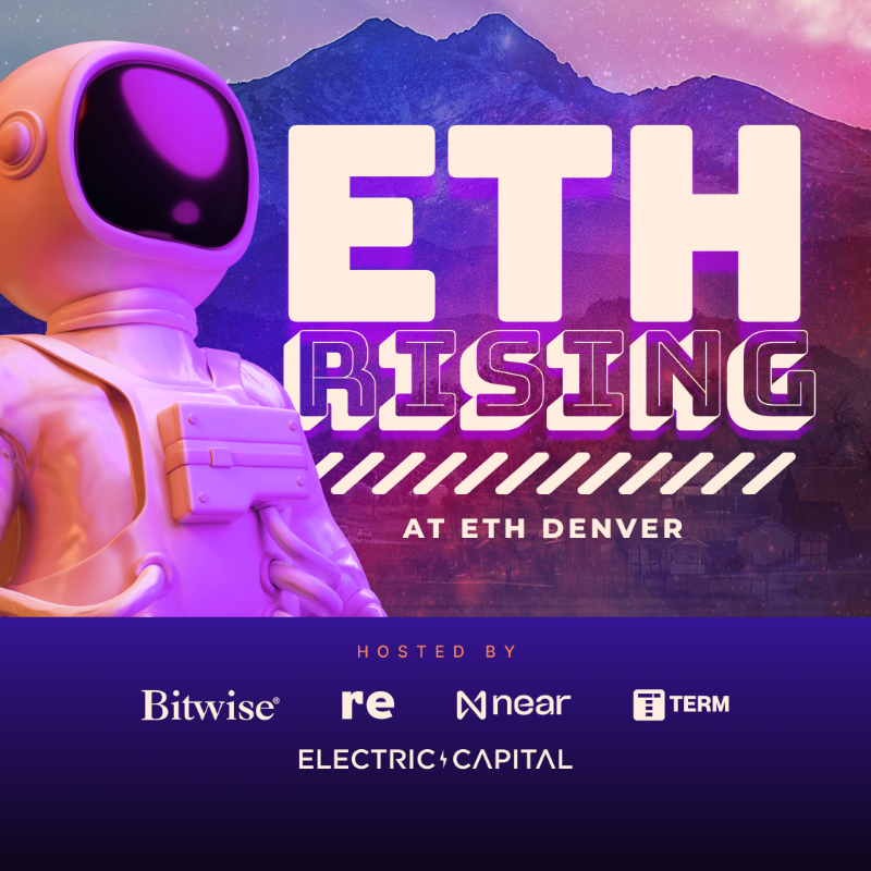 re's tweet photo. ETH Rising: Presented by @Re, @bitwise, @NEARProtocol, @Term_labs, &amp; @ElectricCapital

We’re bringing together innovative projects and visionary leaders (re)defining AI, RWAs, L1s, &amp; TradFi for an unparalleled experience at ETH Denver.

RSVP: https://t.co/ColqF50QRP