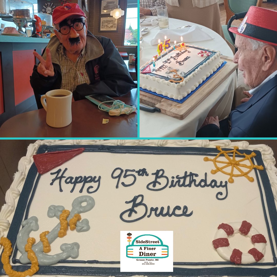 sidestreetdiner's tweet photo. We want to wish one of our silliest, comedic, curmudgeon and dearest customer a very HAPPY 95th BIRTHDAY BRUCE! If you are a customer of the SideStreet diner, you have most likely seen him being cranky with Eric, flirting with the girls or resting his eyes at his table. https://t.co/PtJkuiUTi5