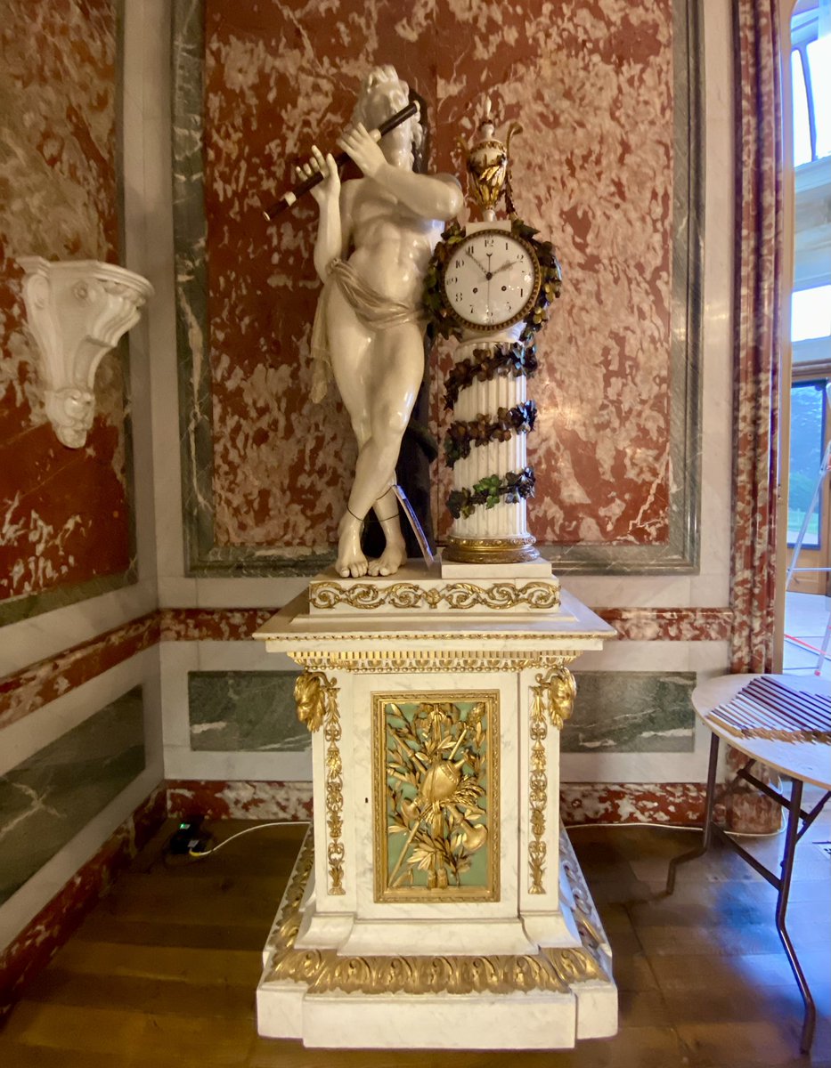 WMelephant's tweet photo. Another mechanical marvel @WaddesdonManor is receiving some attention. This 18C clock has a weight-driven pipe organ in its base so barrels, pipes and clockwork are being sent for conservation and repair to the Speelklock Museum in Utrecht so it can play properly again https://t.co/KTBLITNTEG