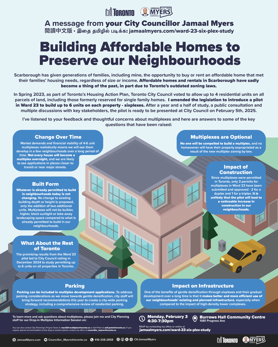 CllrJamaalMyers's tweet image. I always look forward to directly engaging with you! Thank you for an amazing turnout at last night’s drop-in session on the #Ward 23 #SixPlex Study. The conversations in the room were thoughtful, engaging, and focused on how we can bring more #affordablehousing to our community!