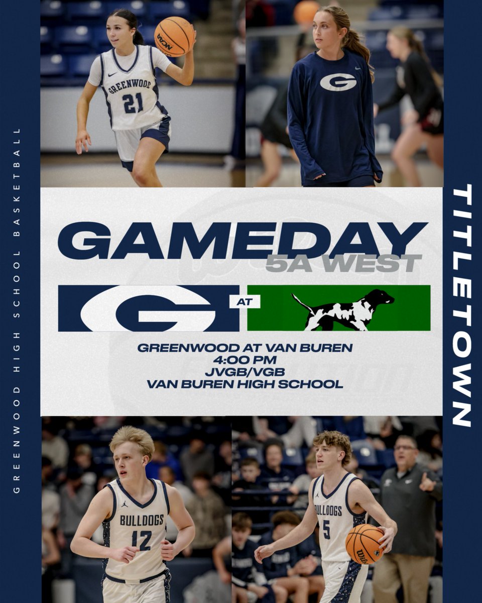 GAMEDAY🏀
🆚 Van Buren
⌚ 4:00 PM (JVGB/VGB)
📍 Van Buren High School
📺 youtube.com/@GreenwoodSpor…
#BulldogPride | #Titletown