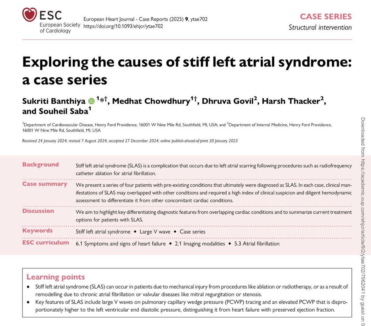 📝 Check out our case series on SLAS exploring its causes beyond RFCA for #AF ⚡️, diving into the pathophysiology &amp; the challenges of diagnosis 🔍 and management 💊

🔗 bit.ly/40MtkP2