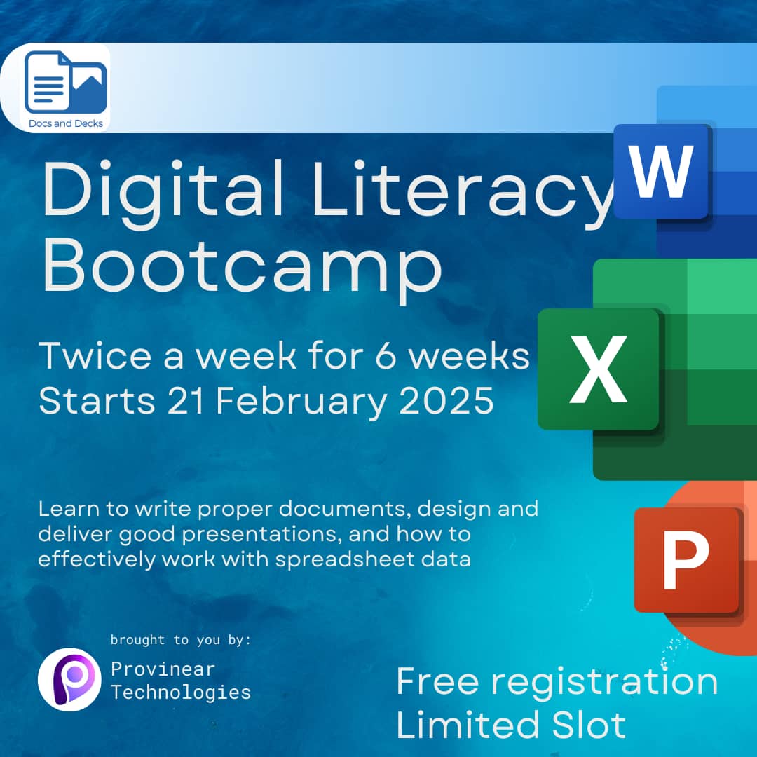 iamtimadey's tweet image. 🚀 Empowering Undergraduates with Digital Literacy!

Too many students struggle with basic computing skills—formatting docs in Word, analyzing data in Excel, or creating effective slides in PowerPoint. I want to change that!

That’s why I’m launching Docs &amp;amp; Decks🧵👇