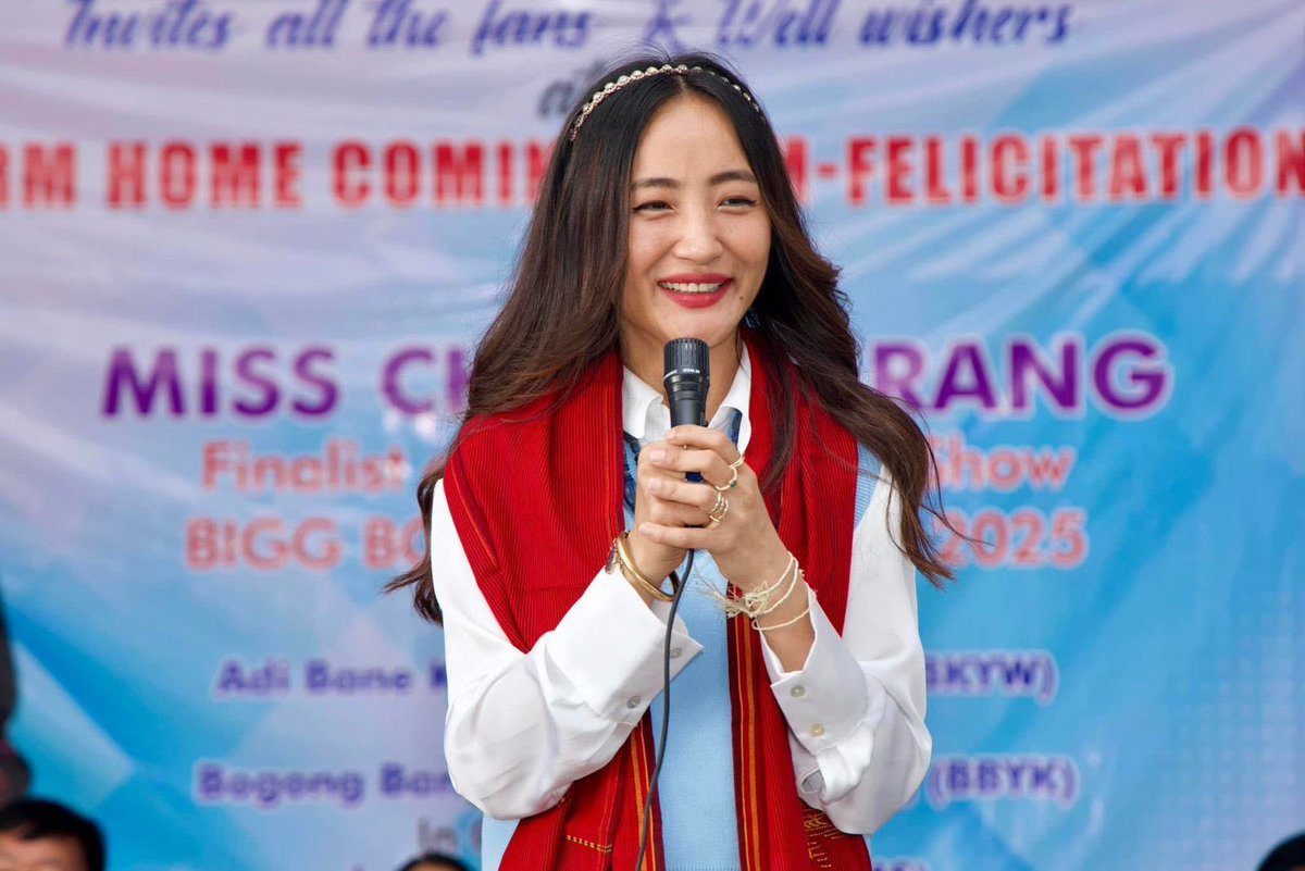 chumdarang's tweet photo. I am truly overwhelmed by the love and support I received today in #Pasighat 

A heartfelt thank you to Adi Bane Kébang Youth Wing (ABKYW), Bogong Banggo Yameng Kébang (BBYK), and Jering Matkir Society (JMS) for organizing such a beautiful homecoming and felicitation. Your warmth and encouragement mean the world to me 🫶🏻

Being a finalist in Bigg Boss Season 18 was an incredible journey, but the love of my people is the greatest achievement of all. I am beyond grateful for each and every one of you who stood by me.

Looking forward to making you all even prouder in the future!
🫶🏻❤️🫶🏻

#ChumDarang #ChumDarang𓃵 #ChumStars