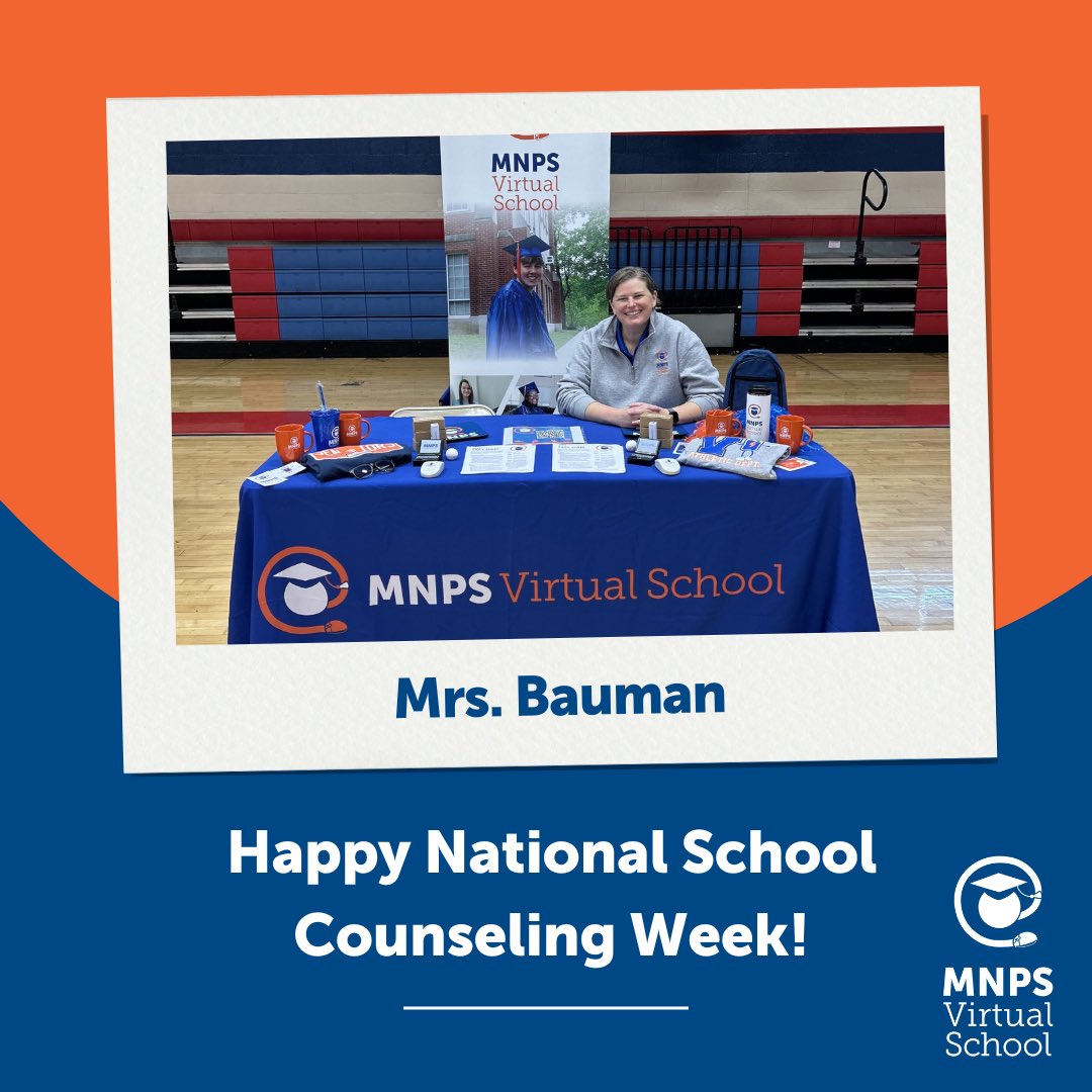 Happy National School Counseling Week to our amazing School Counselor Mrs. Bauman! We are grateful for all that you do for our school community! 🧡💙