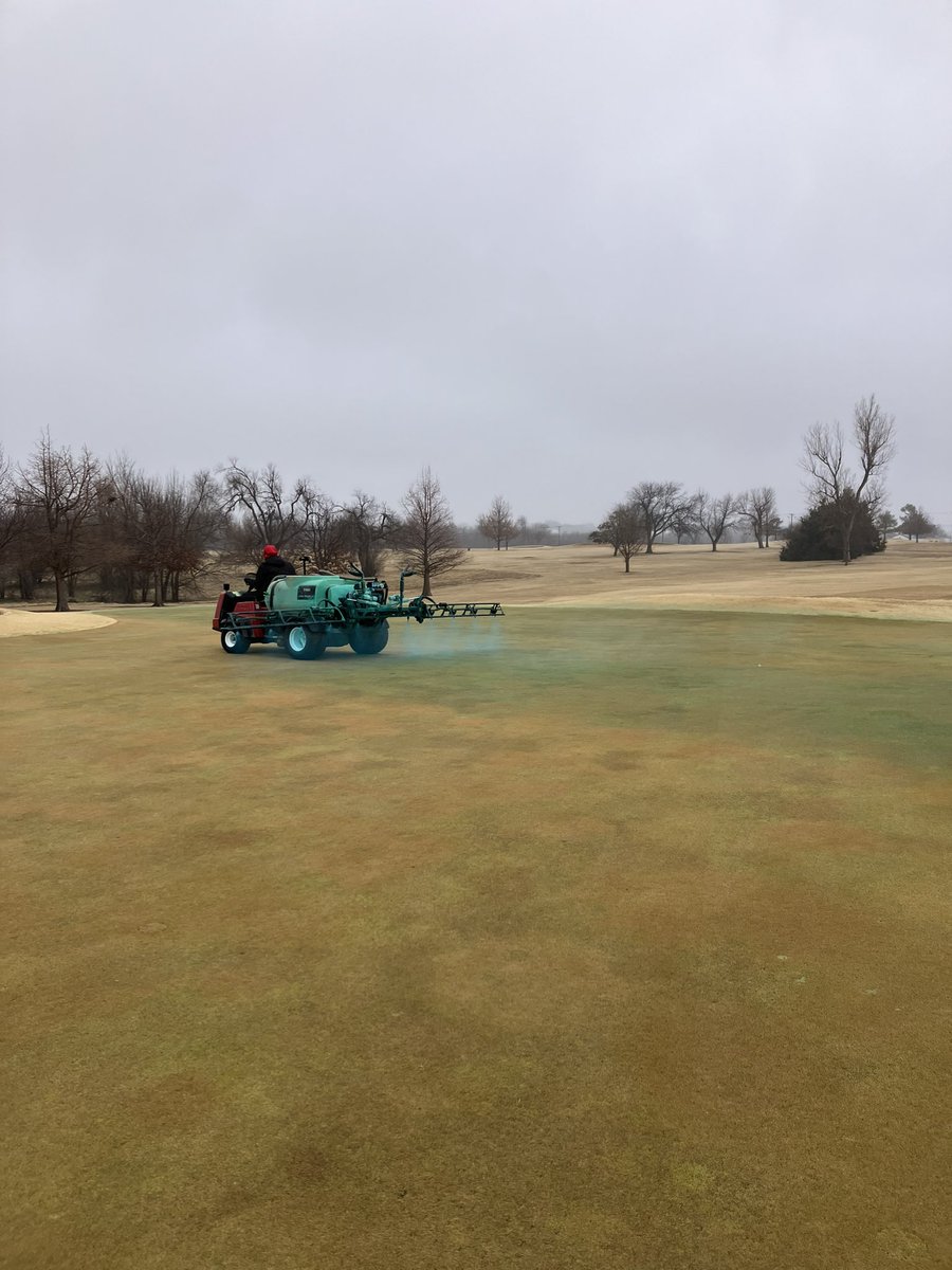 Pencil tine specific ones, spike the rest, roll and wetting agent on greens this morning. Our AIT <a href="/tstev2132/">tstev0014</a> getting some training on greens sprayer.