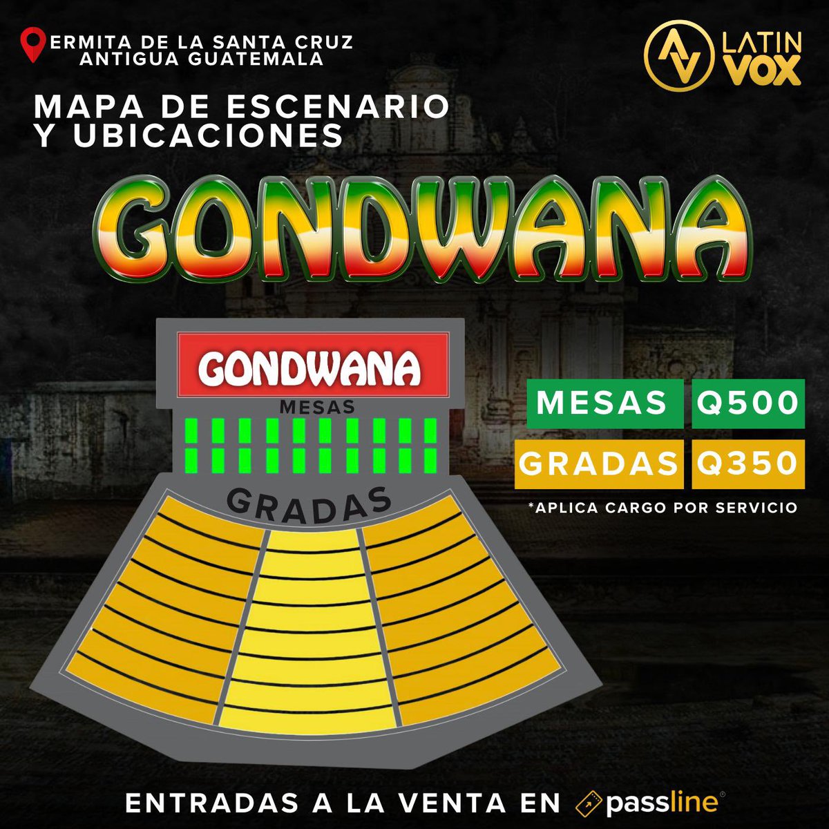 Gondwana en Antigua Guatemala 

🗓 Jueves 20 de Marzo

📍Ermita de la Santa Cruz, Antigua Guatemala 

🎫 Entradas a la venta en Passline.com