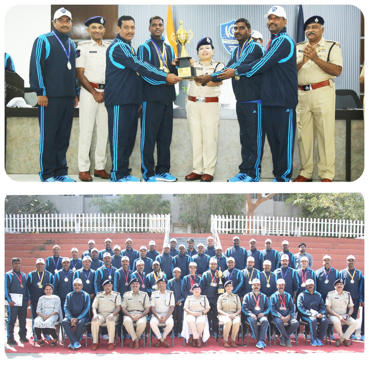 TGPoliceAcademy's tweet photo. 🏅 Director, Telangana Police Academy, interacted with the medal winners of the 3rd Telangana Sports & Games Meet (28 Jan - 1 Feb 2025) at Karimnagar.

👏 Appreciated their dedication, emphasized the role of sports in work-life balance & a healthier life, and inspired them to uphold the same spirit for the upcoming All India Police Meet while excelling in their daily duties.

💪 Wishing them all the best! #TelanganaPolice #Sportsmanship #Dedication #AllIndiaPoliceMeet