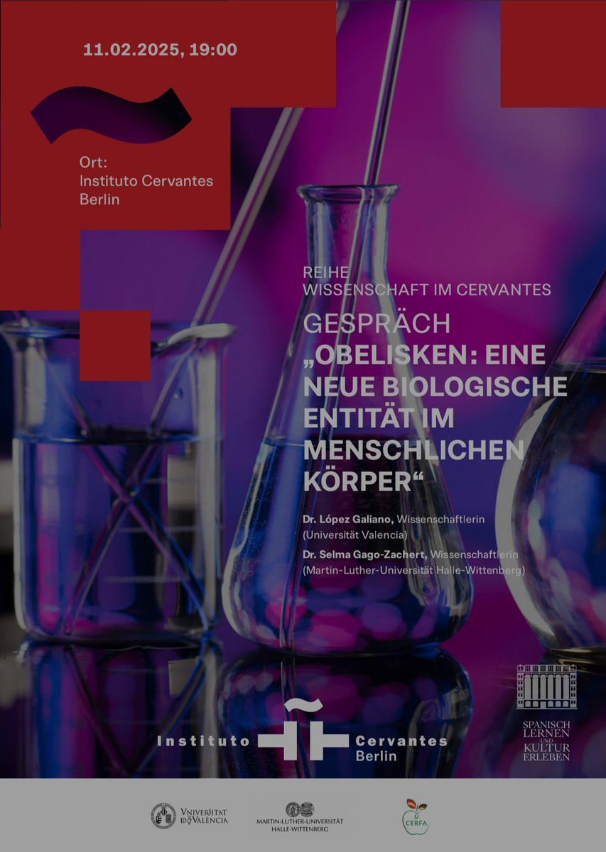 Celebra con nosotr@s el Día Internacional de la Mujer y la Niña en la Ciencia #11F en el @instituto Cervantes de Berlin. “Obeliscos: una nueva «entidad biológica» en el cuerpo humano”. Regístrate ya buff.ly/4grDkD7