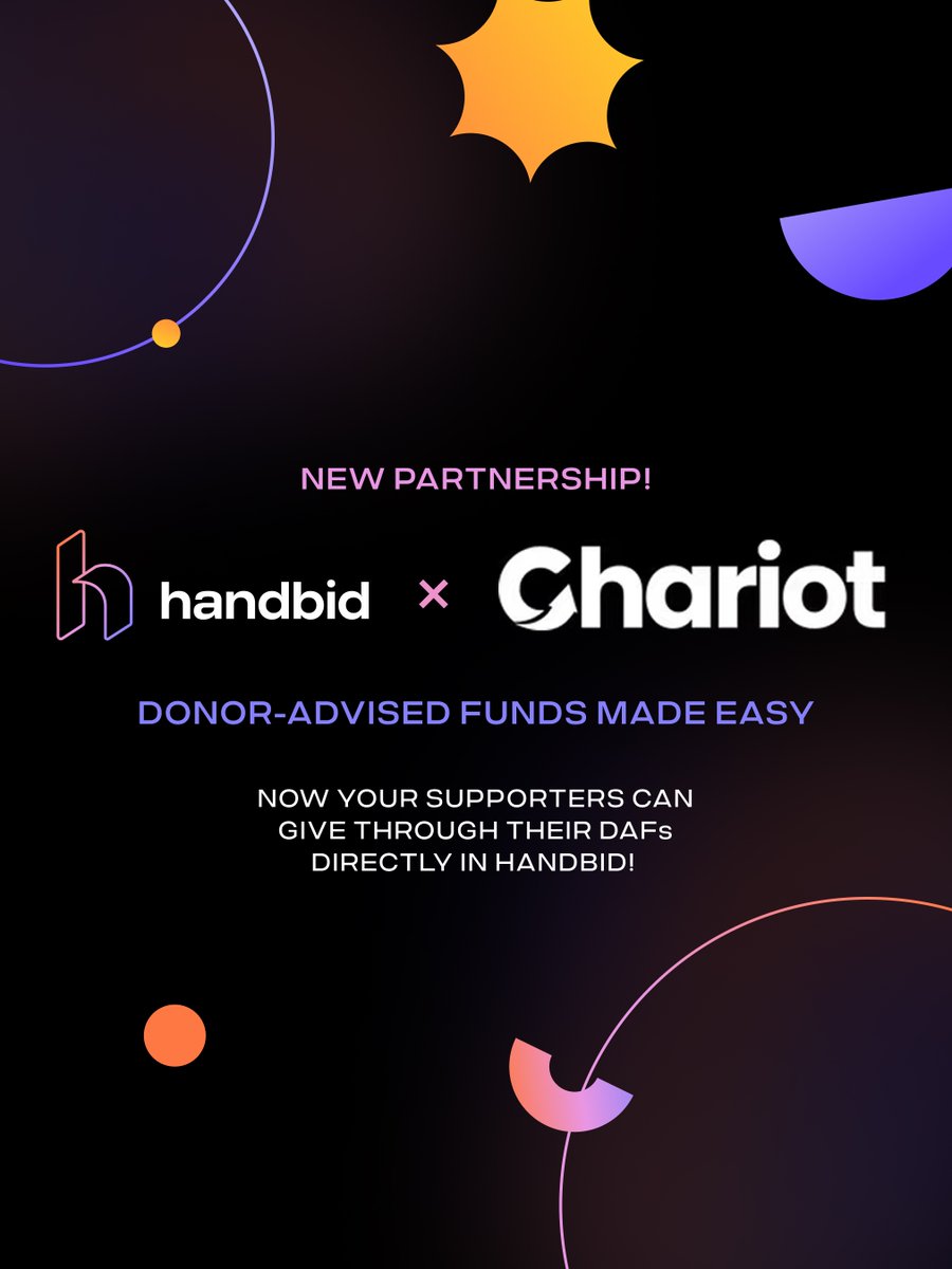 Exciting News! 🎉 Handbid is partnering with Chariot to bring donor-advised funds to your auctions! Now, supporters can give more easily and tax-efficiently—unlocking even greater fundraising potential. 🚀💙

#Handbid #FundraisingMadeEasy #DonorAdvisedFunds #GiveWithChariot