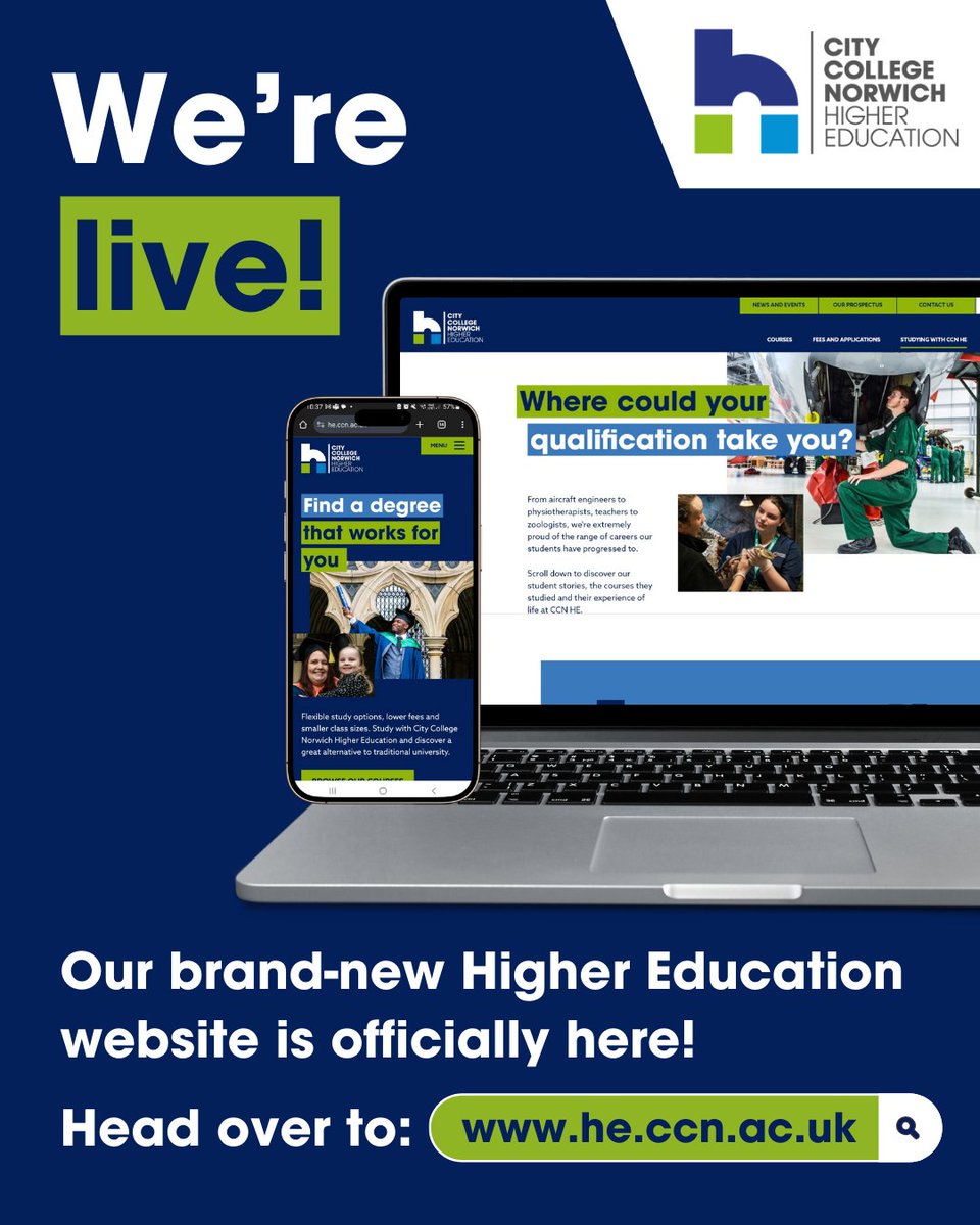 📢 IT’S HERE! Our brand-new Higher Education website is LIVE, and we can’t wait for you to check it out! 🎉

With a fresh look and feel, it’s now easier than ever to explore and apply to our degrees and university-level courses. 

Head over to: ow.ly/T7qC50UTntM