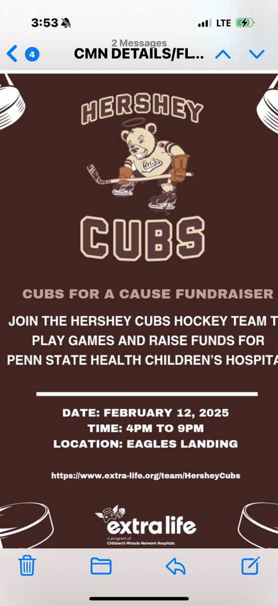 BoudreauCrystal's tweet image. Join the Hershey Cubs in raising money for Children’s Miracle Network!