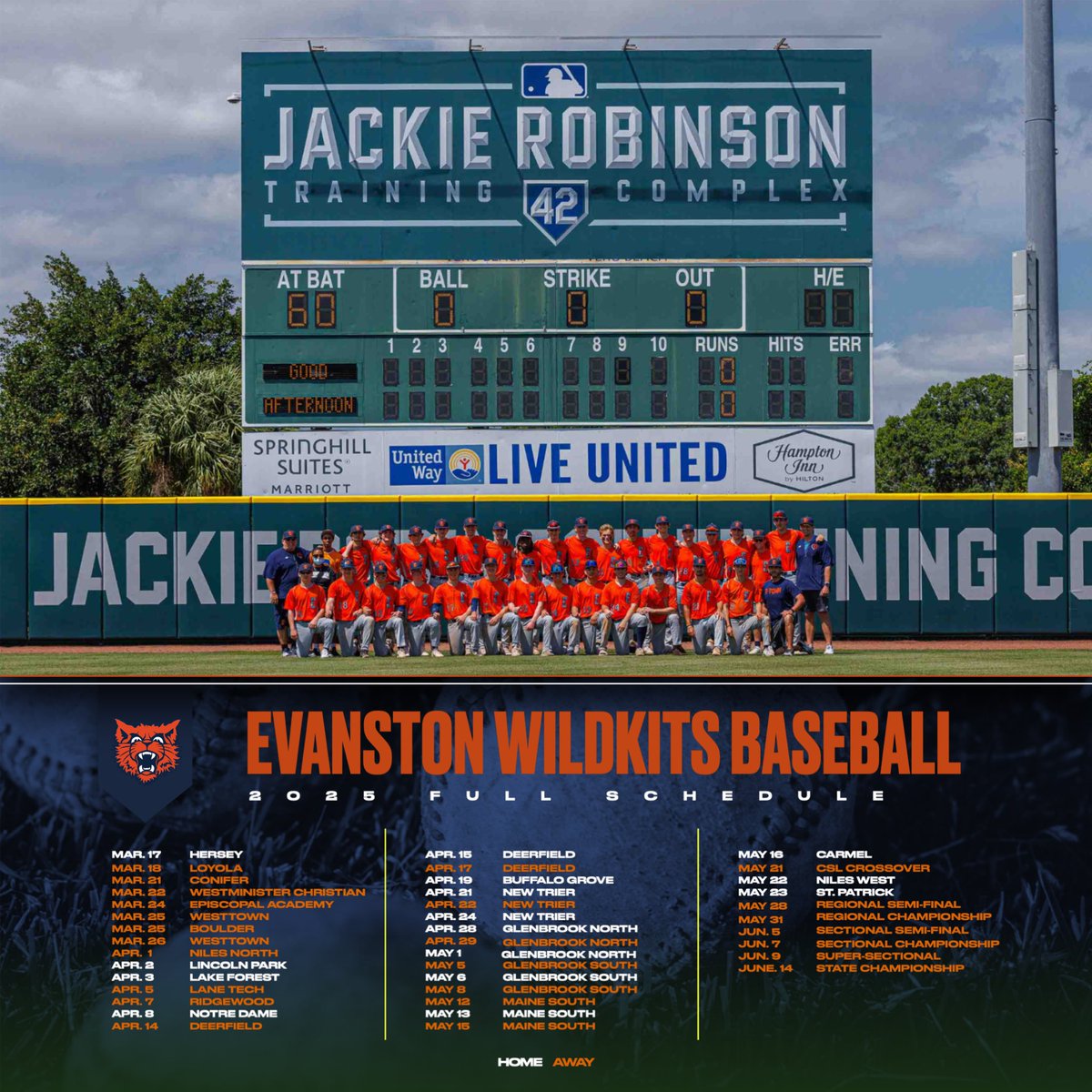 2025 EVANSTON BASEBALL SCHEDULE