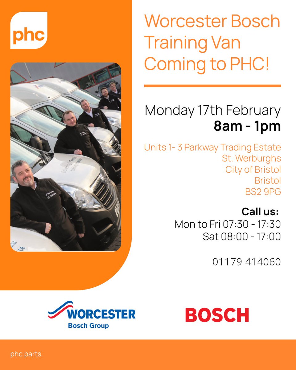 PHCParts's tweet image. 🚐 Exciting News! 🚐

Worcester Bosch is coming to PHC Parts St Werburghs on Monday 17th February

Explore the latest gas boilers and the 3000-air con unit inside their training van.

#WorcesterBosch #PHCParts #TrainingVan #GasBoilers #AirCon 🌟