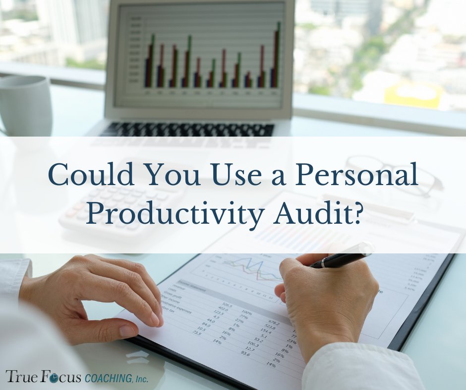 TrueFocusCoach's tweet photo. Could you use a personal #productivity audit? The concept is simple. It’s essentially a chance to objectively evaluate how well your #timemanagement systems are working. Noticing how you’re really using your time in a typical day is critical for a productivity audit. https://t.co/rlE0UJ7UJ0