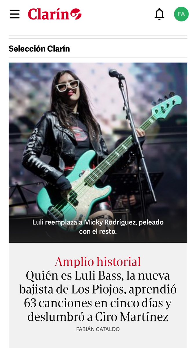 Por qué grandes maestros del rock y el blues quieren que sea su bajista. / su increíble método de aprender los temas de oído/ el ADN rockero y su habilidad para la comida casera.   
✍️ <a href="/fabicataldo/">fabian cataldo</a> <a href="/clarincom/">Clarín</a>