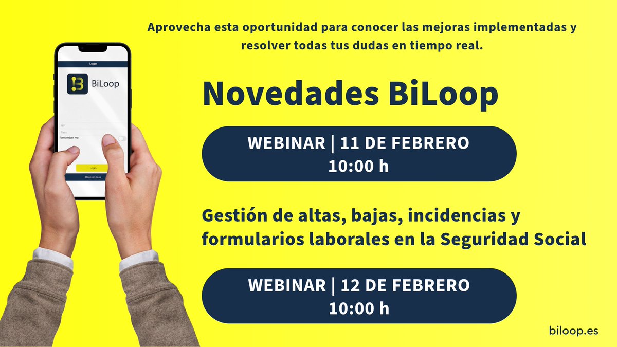 ADISSInforma's tweet image. 📢 WEBINAR 12 DE FEBRERO | 10:00 h 
⚖️ Gestión de altas, bajas, incidencias y formularios laborales en la Seguridad Social 
🔗 biloop.es/formacion-12-f…
#BiLoop #Webinar #Formación #RRHH #Digitalización #GestiónLaboral #AprenderEsPoder