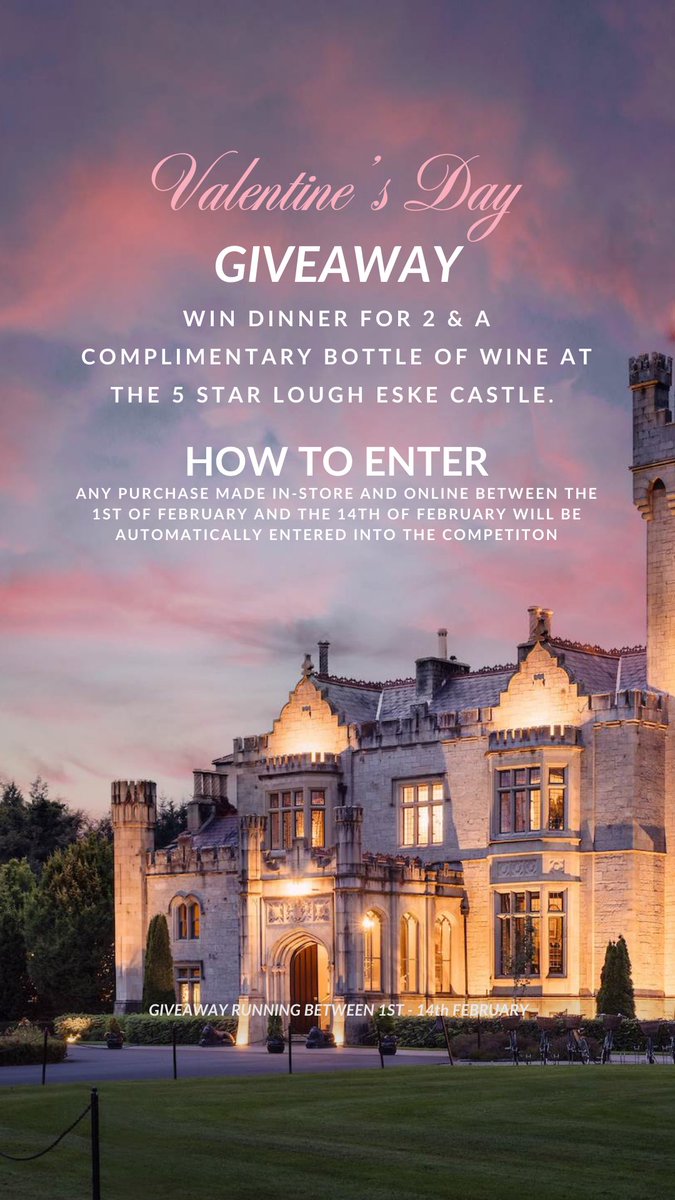 Holly + Evie | Donegal (@hollyandevie_) on Twitter photo An amazing valentines giveaway in collaboration with <a href="/lougheskecastle/">Lough Eske Castle</a> 💗 
Hollyandevie.com An amazing valentines giveaway in collaboration with <a href="/lougheskecastle/">Lough Eske Castle</a> 💗 
Hollyandevie.com