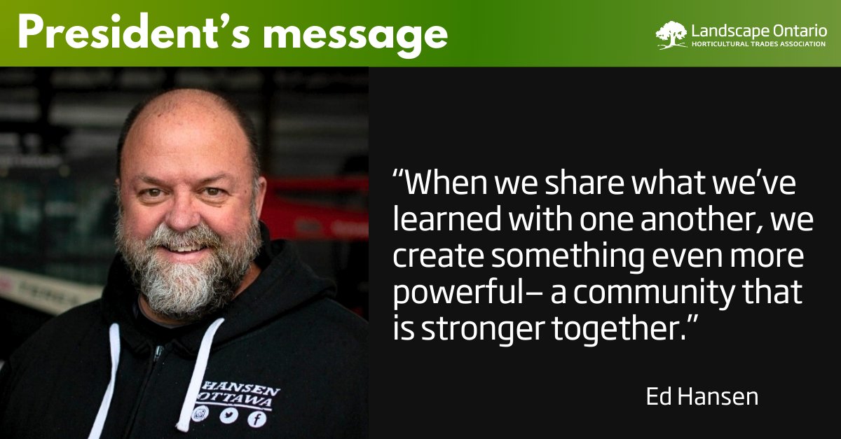 In the latest issue of the magazine, Landscape Ontario President Ed Hansen shares a message of inspiration and unity with the Landscape Ontario community. 🌳
👉 Read the message from Ed Hansen: hubs.li/Q035dfXQ0
#LandscapeOntario #LandscapeProfessionals #LandscapeCommunity