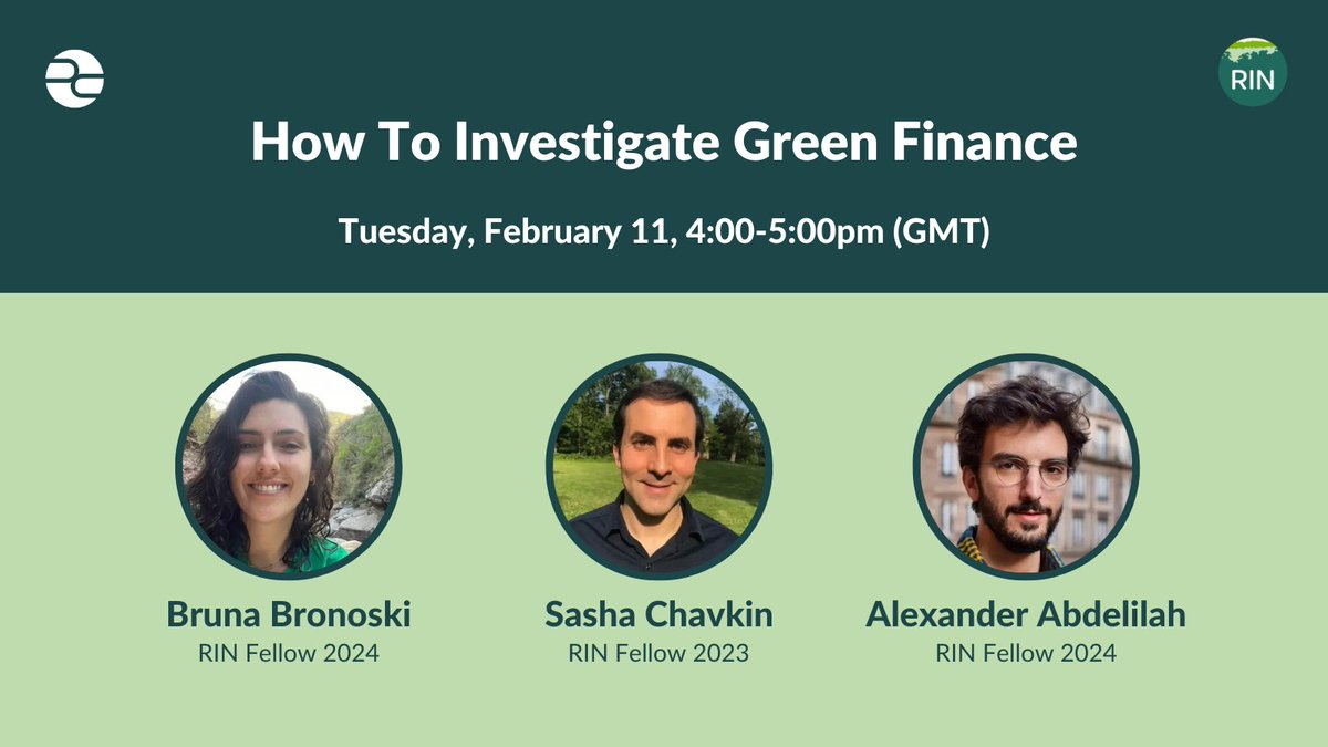 Join investigative journalists @BronoskiBruna, <a href="/alexabdelilah/">Alexander Abdelilah</a>, and <a href="/sashachavkin/">Sasha Chavkin</a> for an in-depth discussion on investigating "green finance" schemes.

🗓️ February 11
⏰ 4 pm (GMT)
🔗 Register now: bit.ly/3CvRiG9